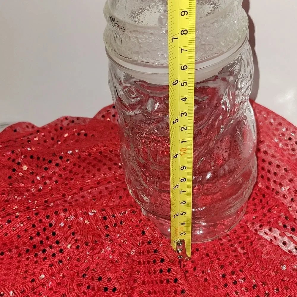 Santa Claus Clear Glass Apothecary Candy Cookie Jar with Lid Christmas Decor
